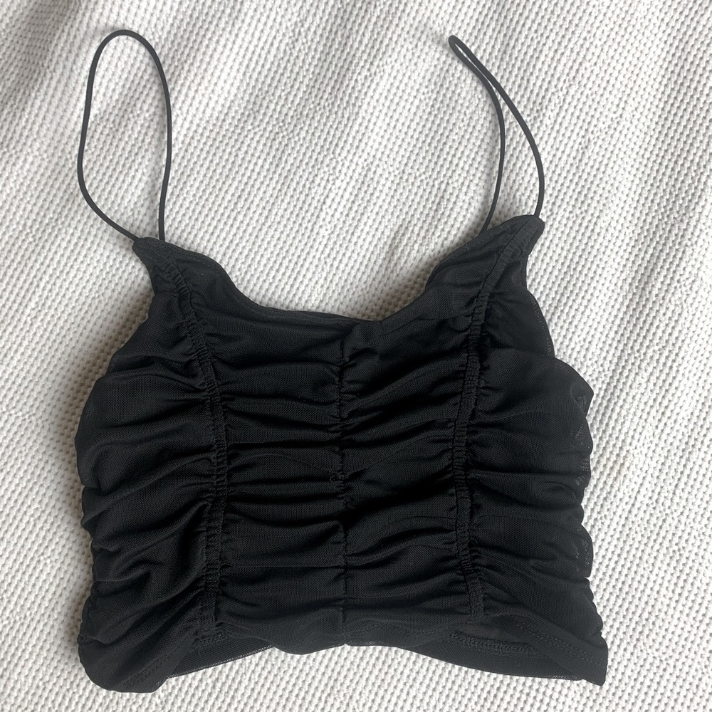 Black ruched crop Top